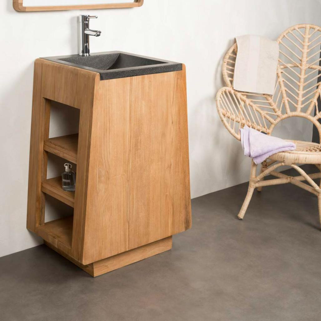 Mueble de cuarto de baño de teca con lavabo integrado Tipi 65cm Mueble de cuarto de baño de teca con lavabo integrado Tipi 65cm