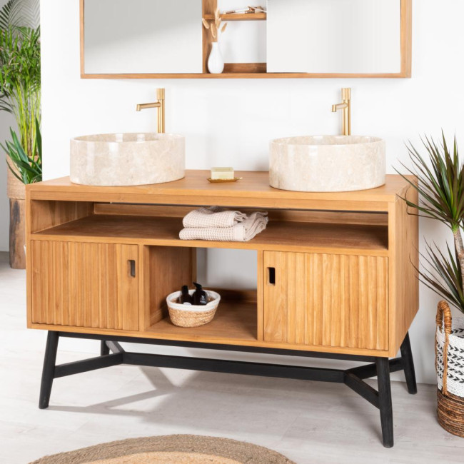Mueble doble de teca para lavabo Mya 130 cm