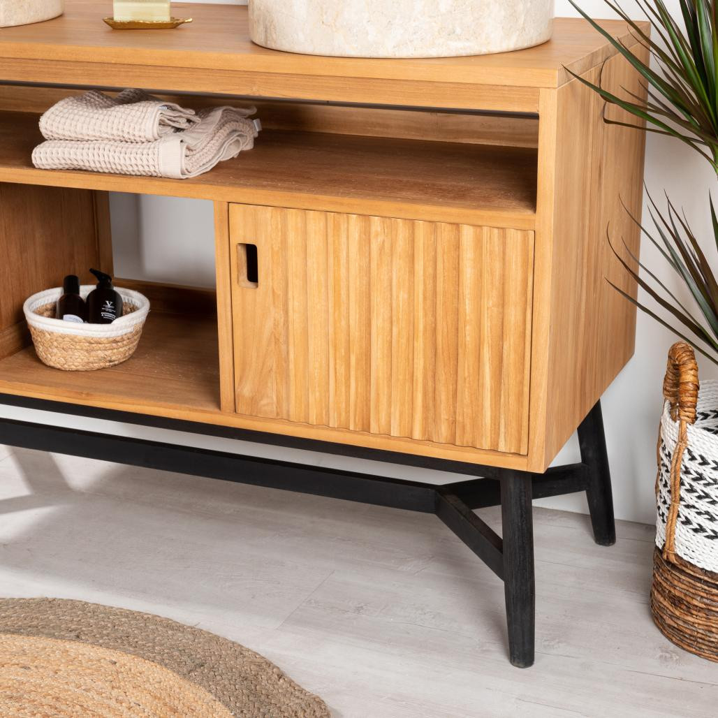 Mueble doble de teca para lavabo Mya 130 cm