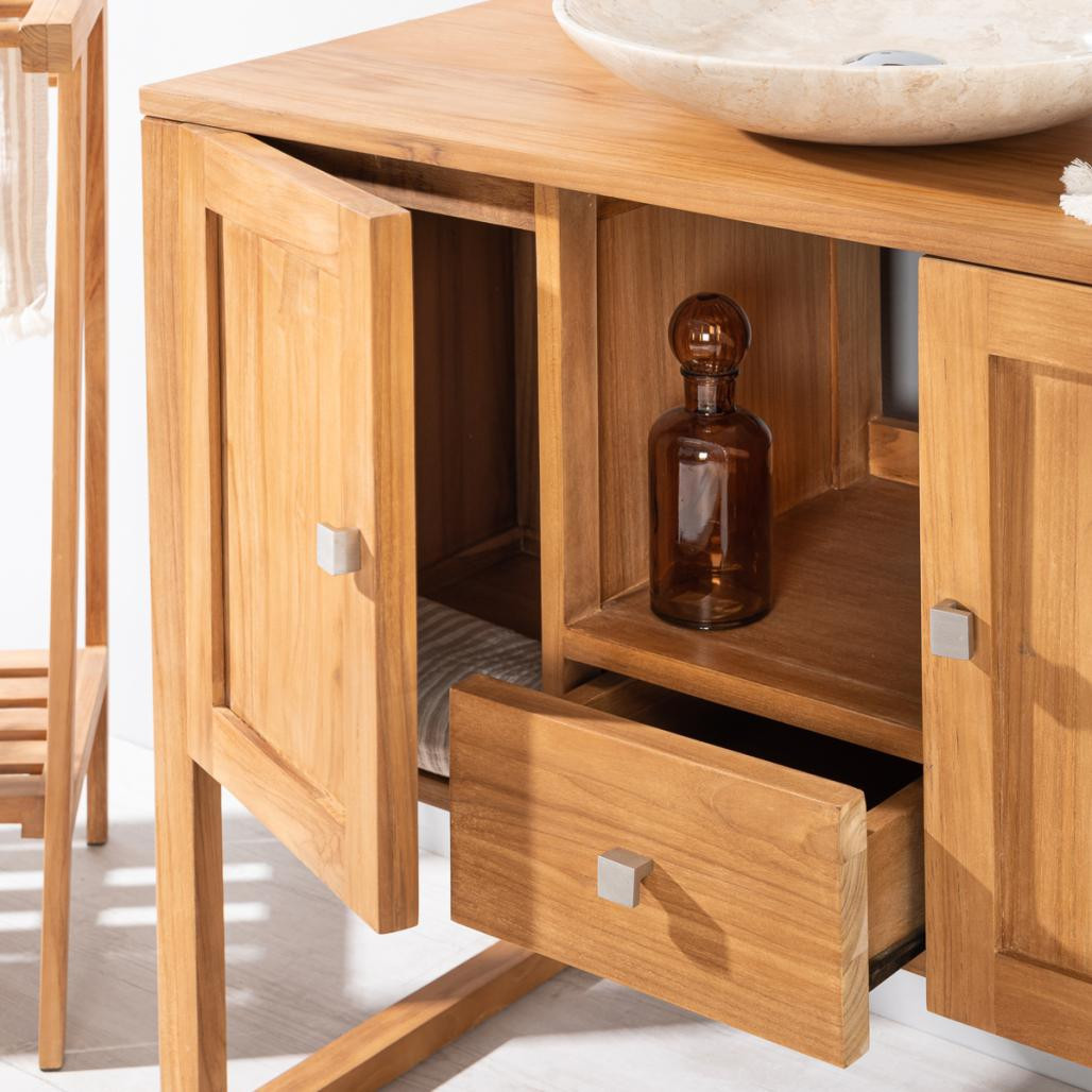 Mueble cuarto de baño de teca maciza Théa 100 cm Mueble cuarto de baño de teca maciza Théa 100 cm