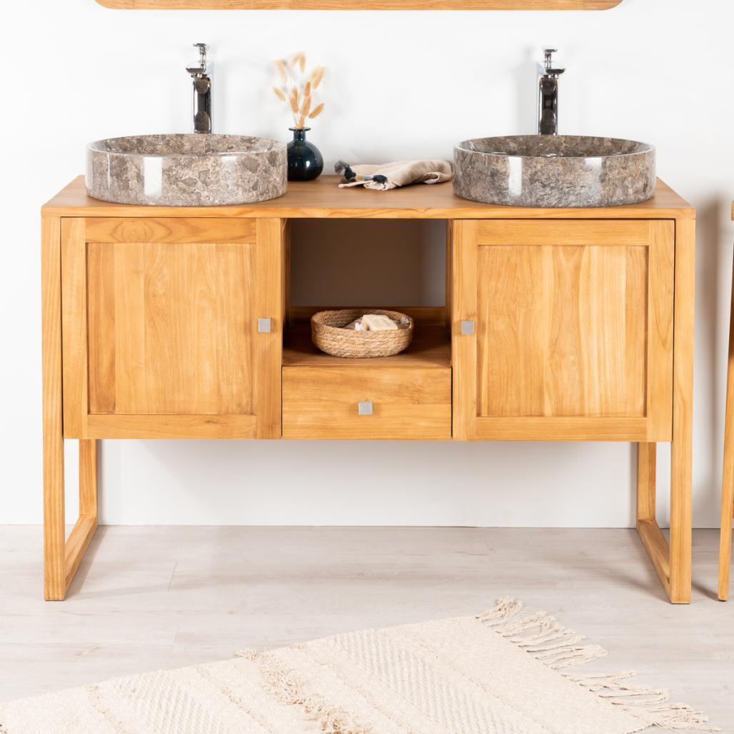 Mueble de teca cuarto de baño Théa 130 cm Mueble de teca cuarto de baño Théa 130 cm