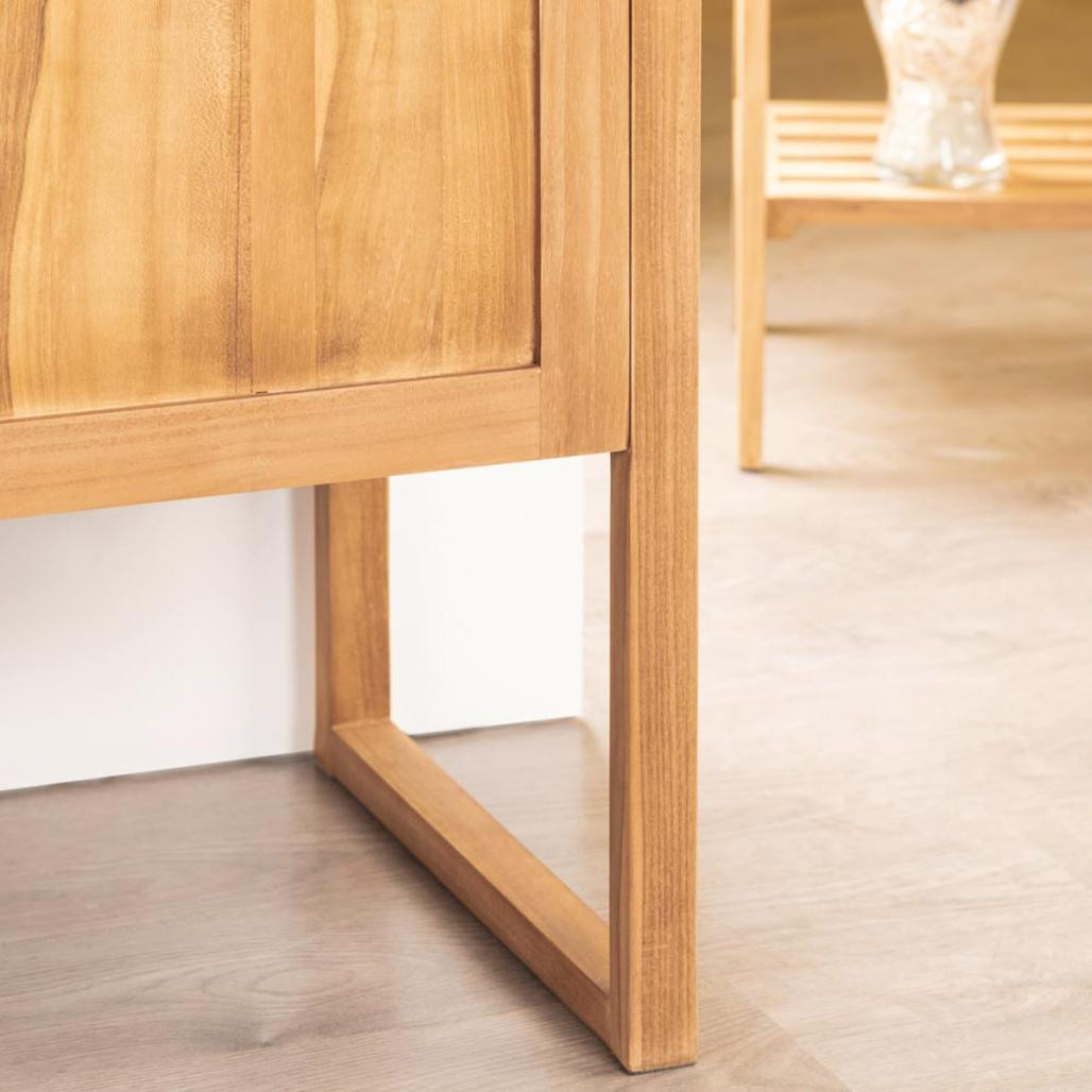 Mueble de teca maciza para lavabo doble Théa 165 cm Mueble de teca maciza para lavabo doble Théa 165 cm