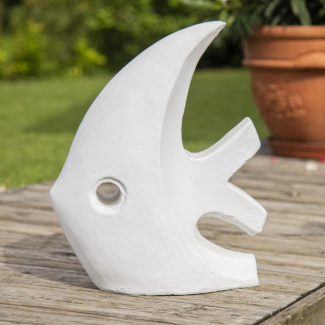 Estatua diseà±o de jardàn pez modelo pequeà±o blanco 50 cm