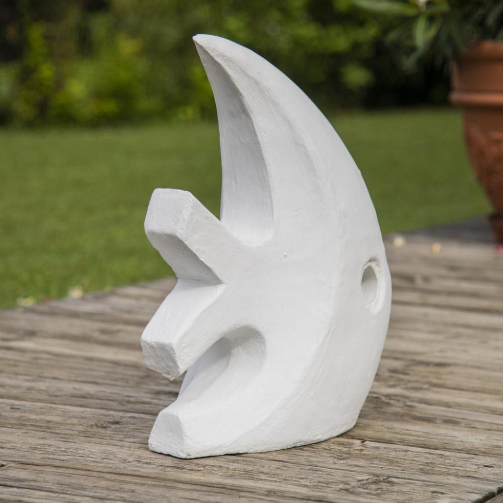Estatua diseà±o de jardà­n pez modelo pequeà±o blanco 50 cm