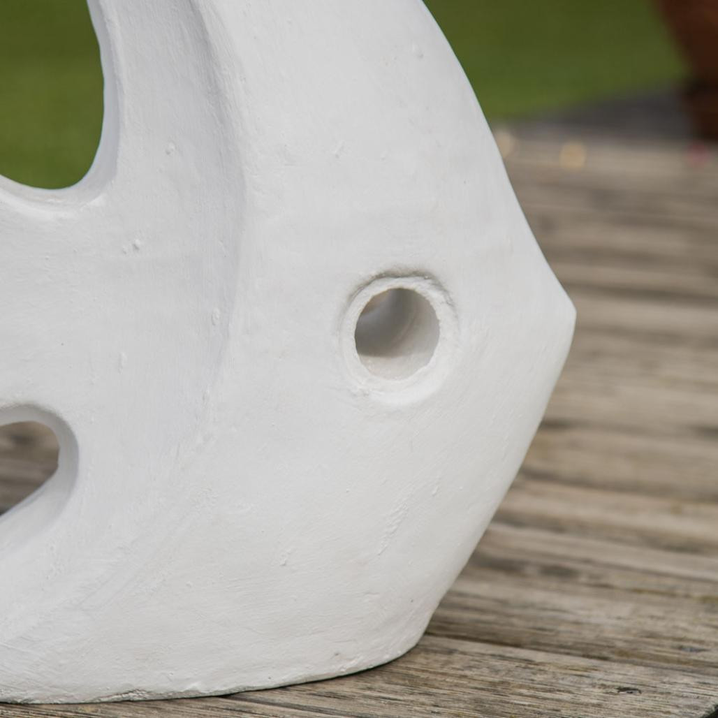 Estatua diseà±o de jardà­n pez modelo pequeà±o blanco 50 cm