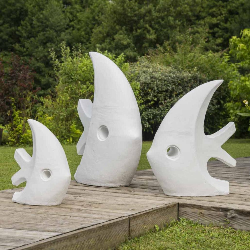 Estatua diseà±o de jardà­n pez modelo pequeà±o blanco 50 cm