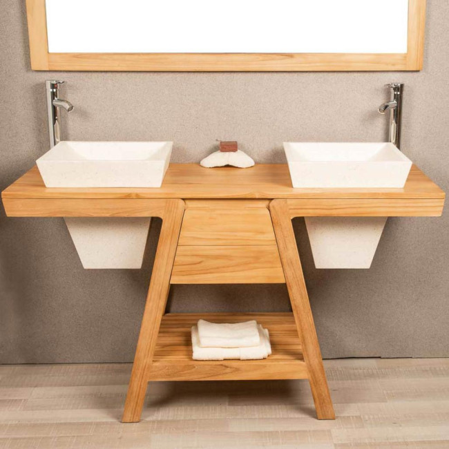 Mueble con lavabo de teca Khéops 140