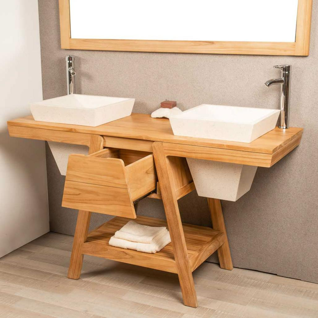 Mueble con lavabo de teca Khéops 140 Mueble con lavabo de teca Khéops 140