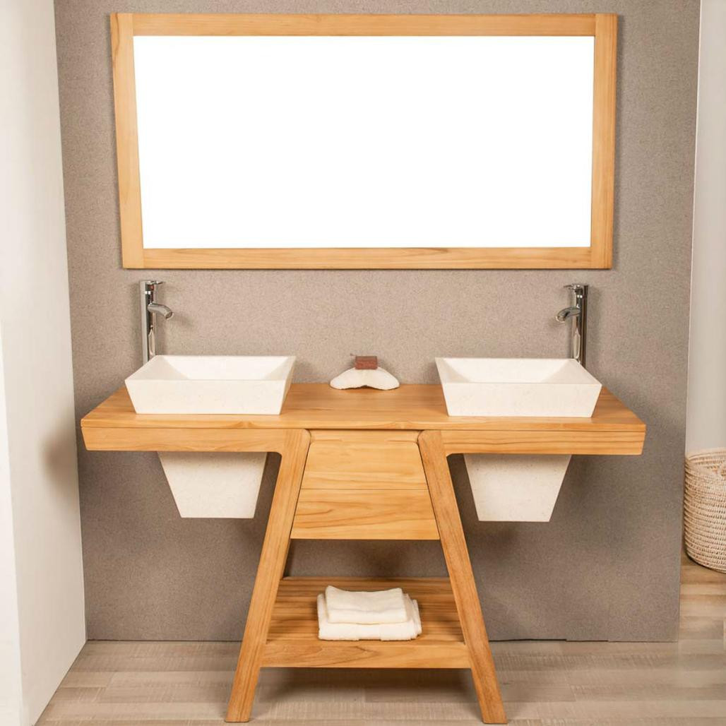 Mueble con lavabo de teca Khéops 140 Mueble con lavabo de teca Khéops 140