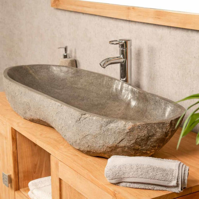 Lavabo grande de piedra de río 100