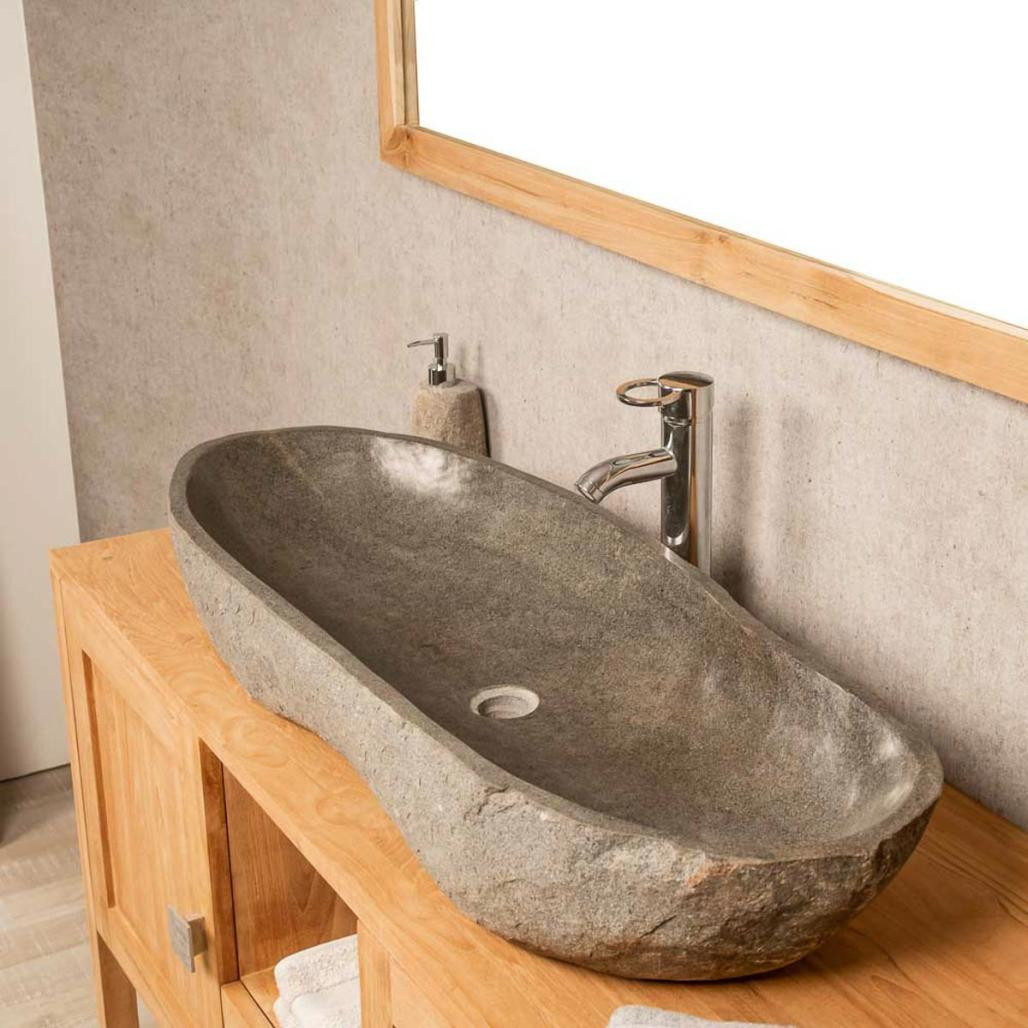 Lavabo grande de piedra de río 100