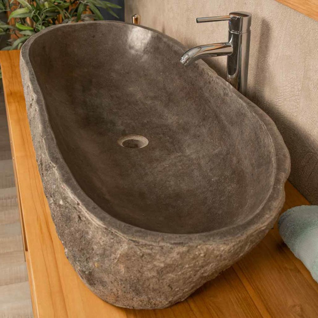 Lavabo grande de piedra de río 100