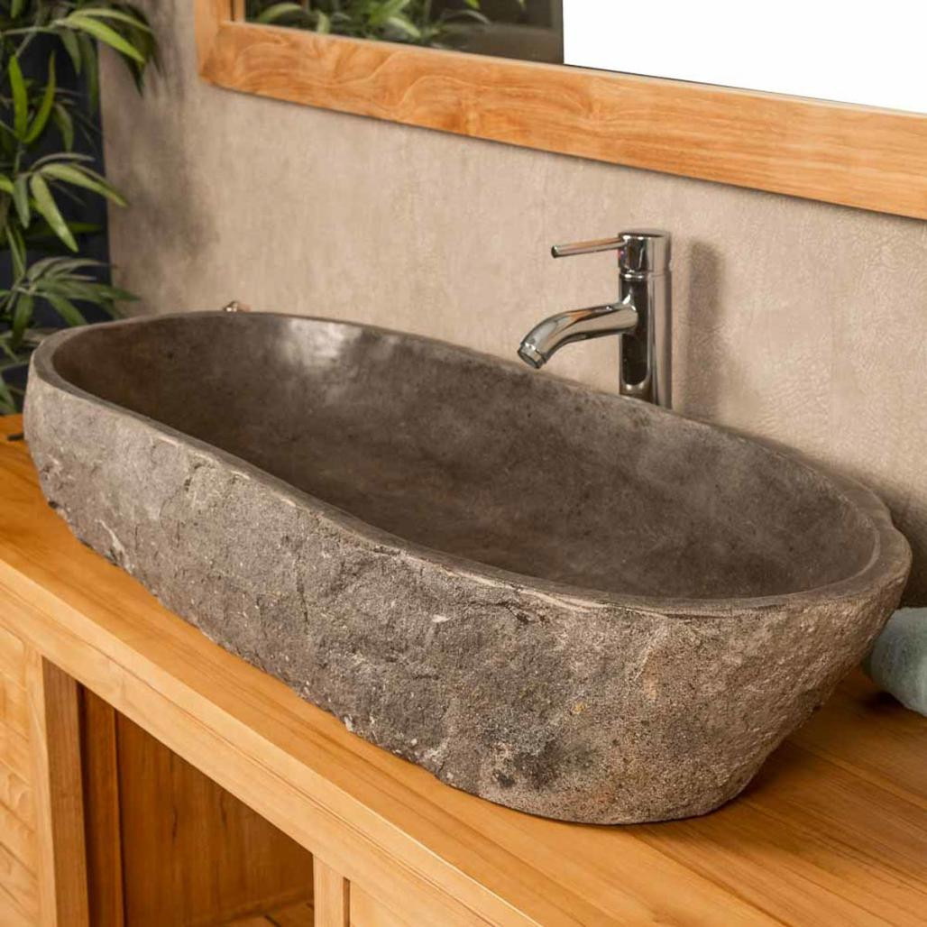Lavabo grande de piedra de río 100