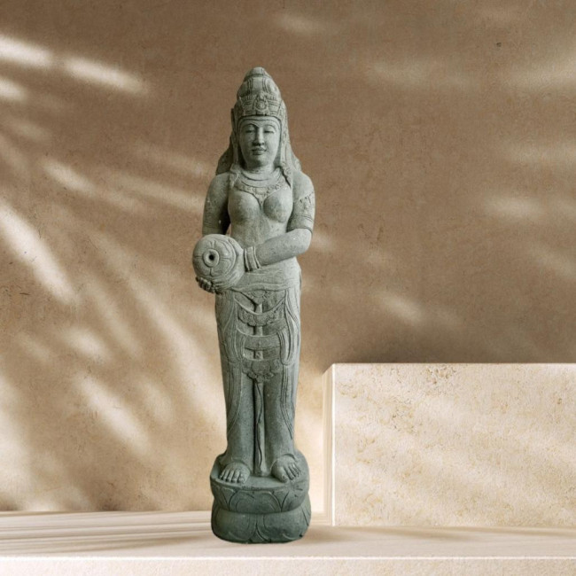 Estatua de piedra volcànica fuente diosa balinesa 1,50 m