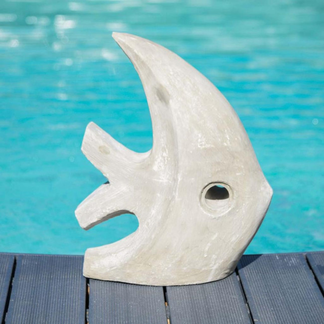 Escultura moderna jardàn pez modelo pequeà±o gris 50 cm