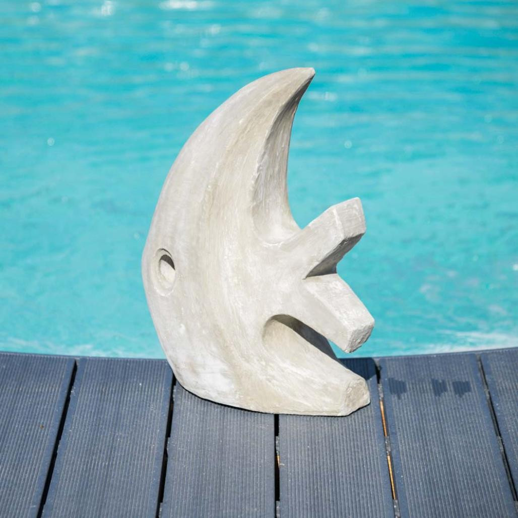 Escultura moderna jardà­n pez modelo pequeà±o gris 50 cm