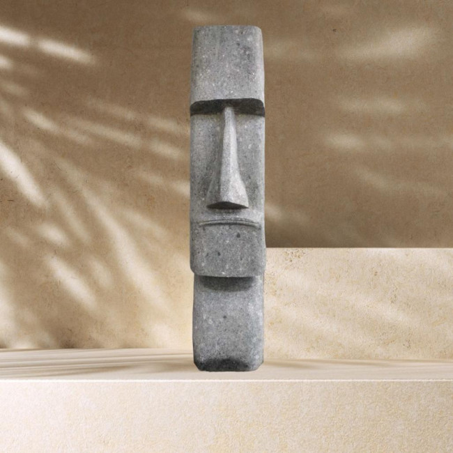 Estatua de piedra volcànica moài rostro alargado 100 cm