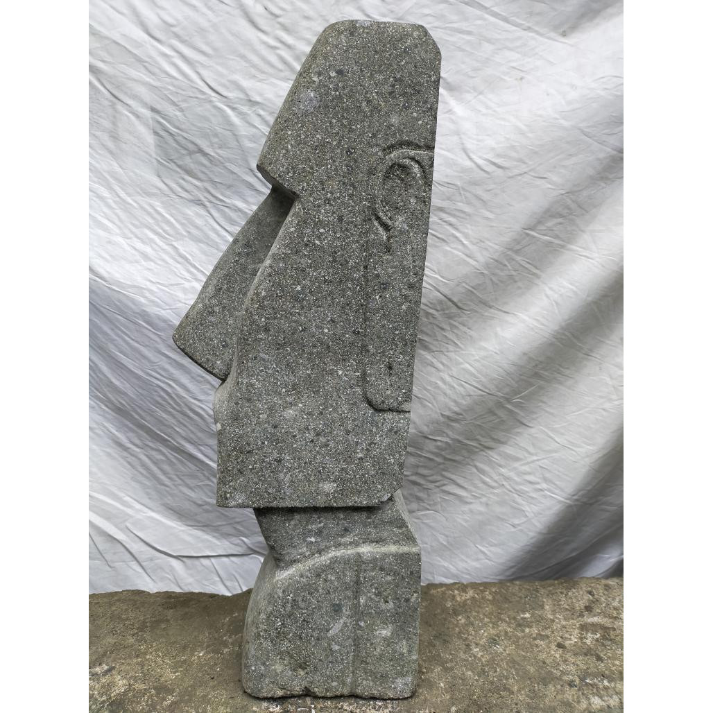 Estatua de piedra volcànica moài rostro alargado 100 cm Estatua de piedra volcànica moài rostro alargado 100 cm