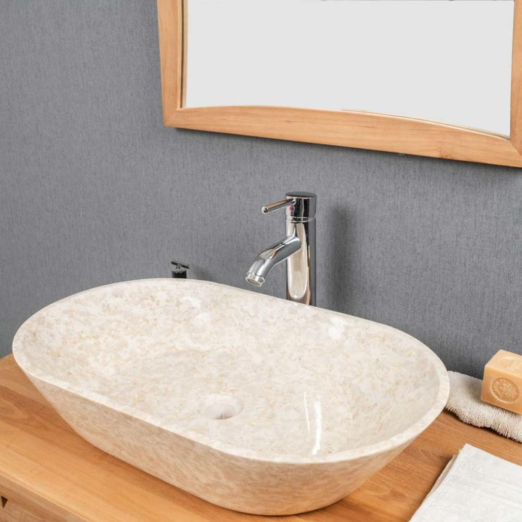 Lavabo de mármol cuarto de baño Eve crema 60 cm Lavabo de mármol cuarto de baño Eve crema 60 cm