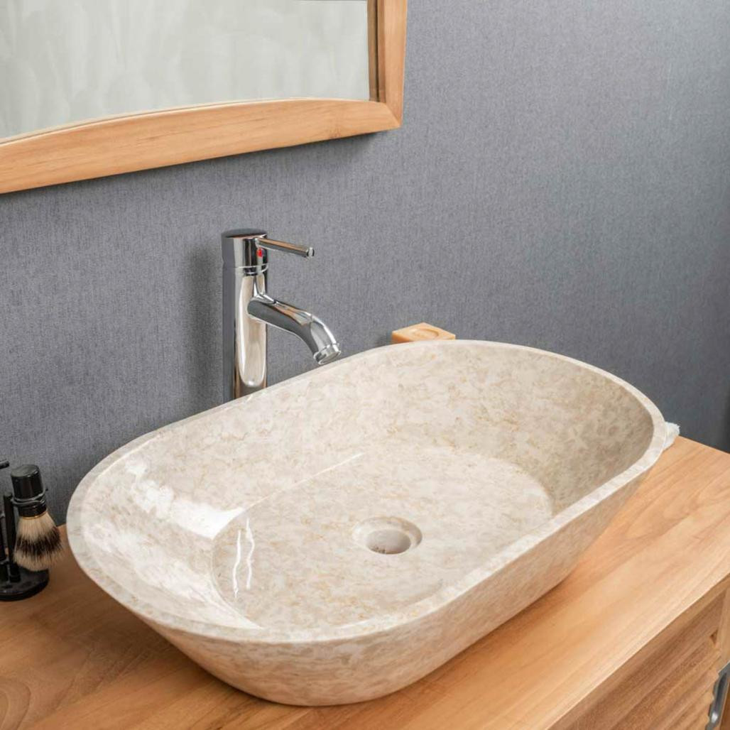 Lavabo de mármol cuarto de baño Eve crema 60 cm Lavabo de mármol cuarto de baño Eve crema 60 cm