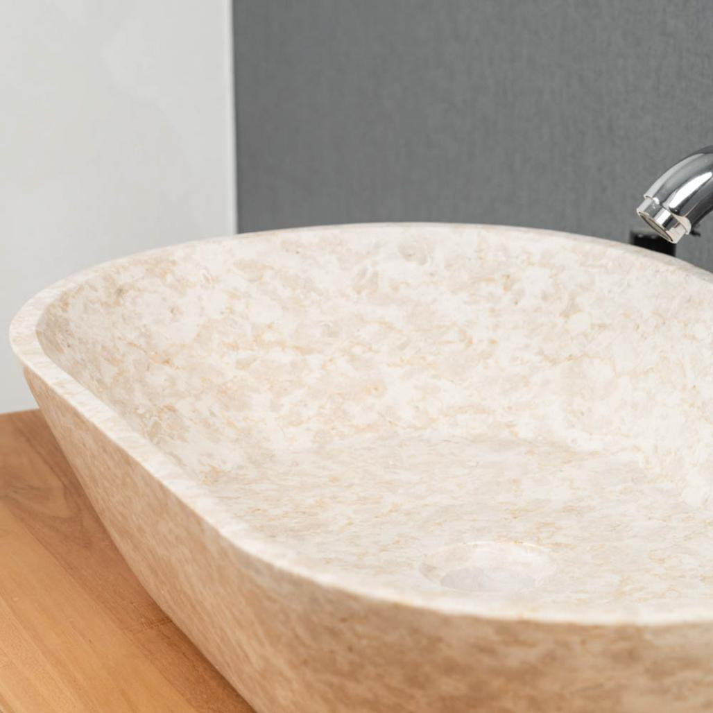 Lavabo de mármol cuarto de baño Eve crema 60 cm Lavabo de mármol cuarto de baño Eve crema 60 cm