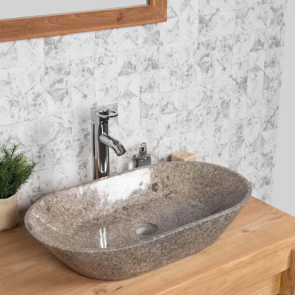 Lavabo encimera cuarto de baño Eve gris 60 cm Lavabo encimera cuarto de baño Eve gris 60 cm