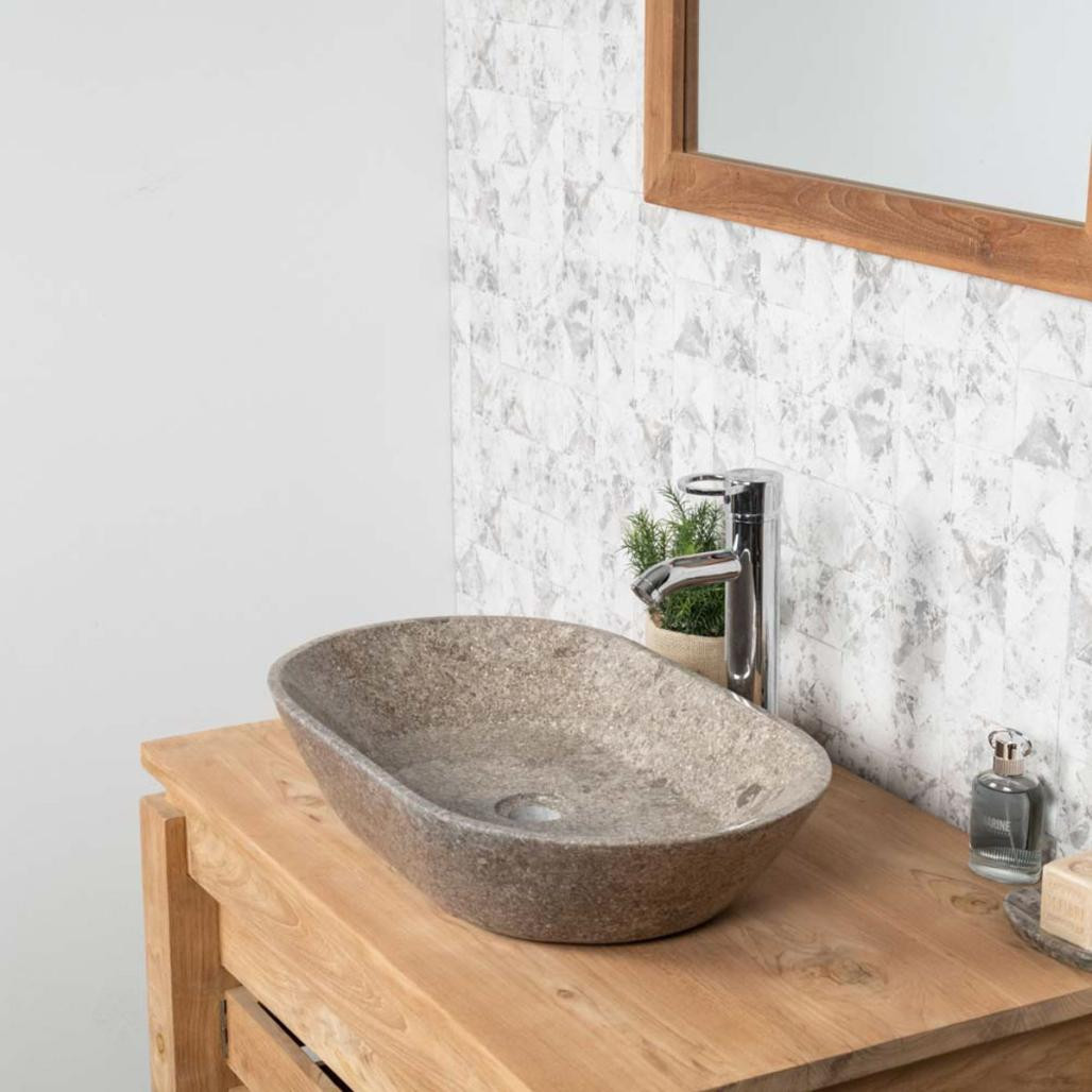 Lavabo encimera cuarto de baño Eve gris 60 cm Lavabo encimera cuarto de baño Eve gris 60 cm