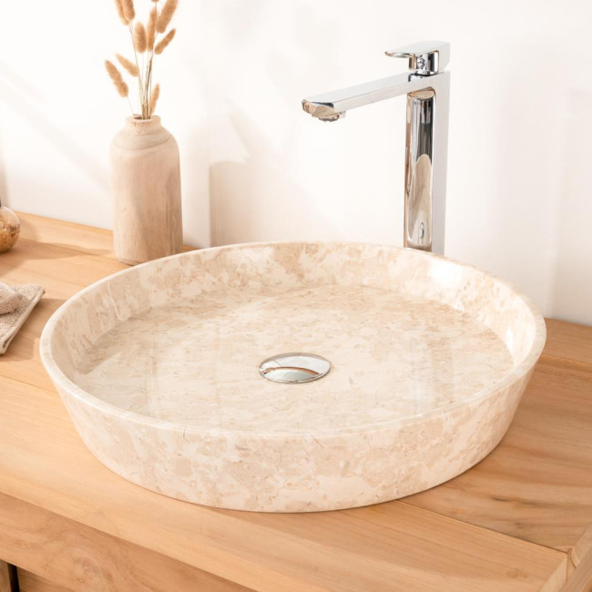 Lavabo encimera de mármol para cuarto de baño Malo 45 cm crema