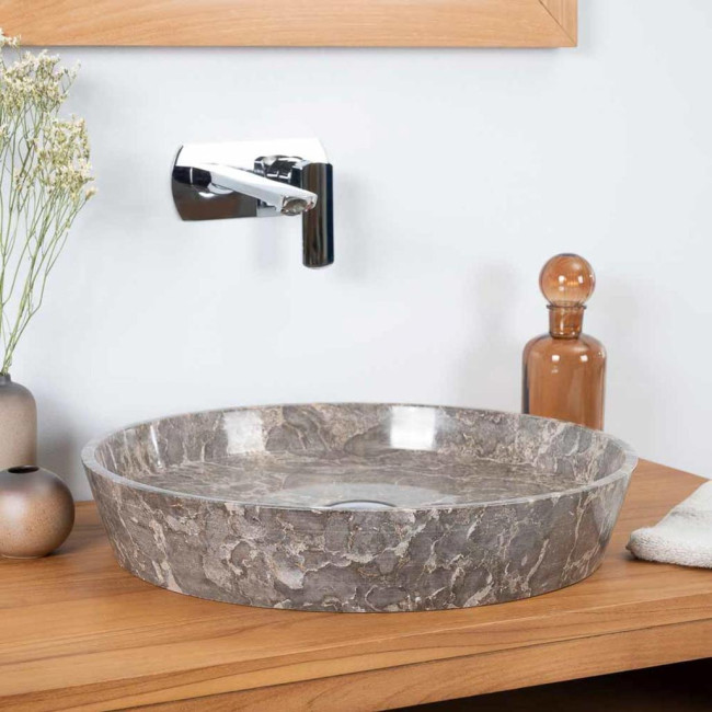 Lavabo encimera de mármol para cuarto de baño Malo gris 45 cm