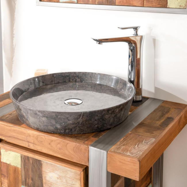 Lavabo encimera de mármol para cuarto de baño Malo 45 negro