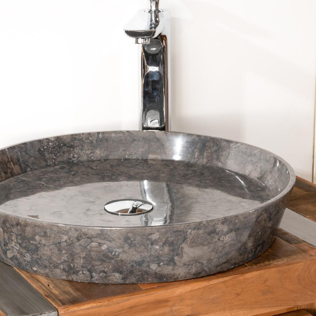 Lavabo encimera de mármol para cuarto de baño Malo 45 negro