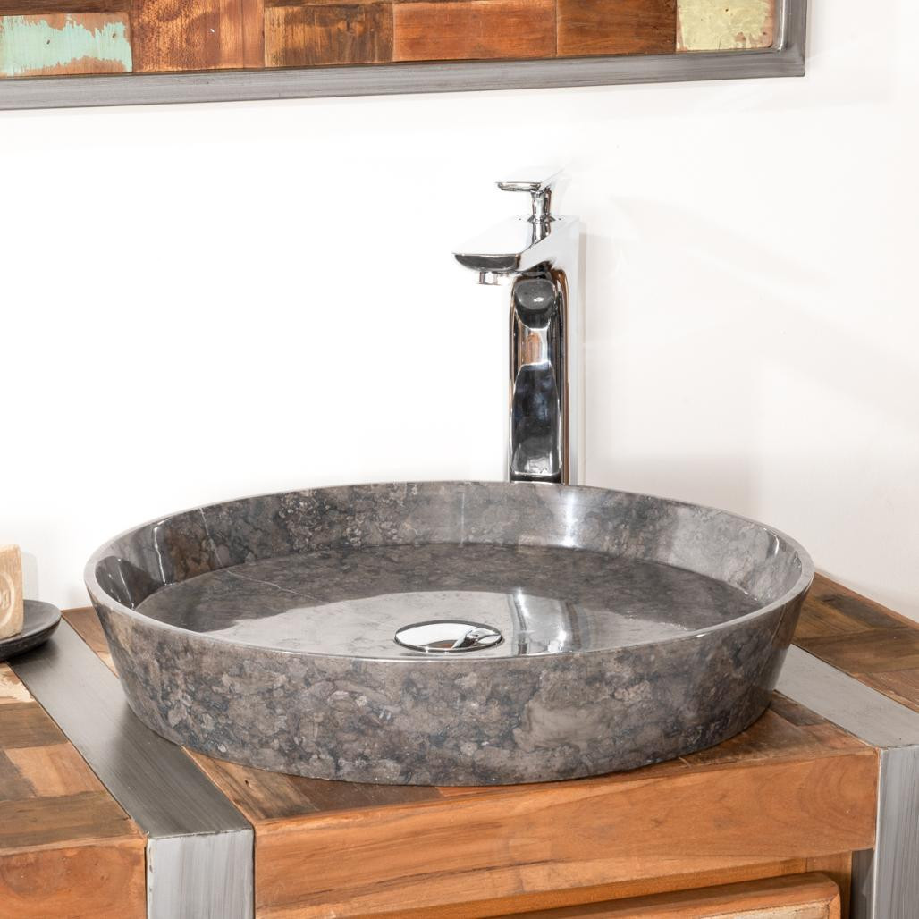 Lavabo encimera de mármol para cuarto de baño Malo 45 negro
