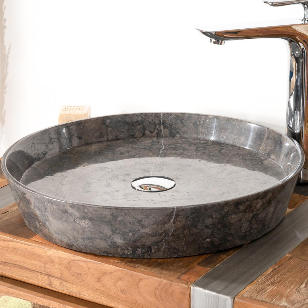 Lavabo encimera de mármol para cuarto de baño Malo 45 negro