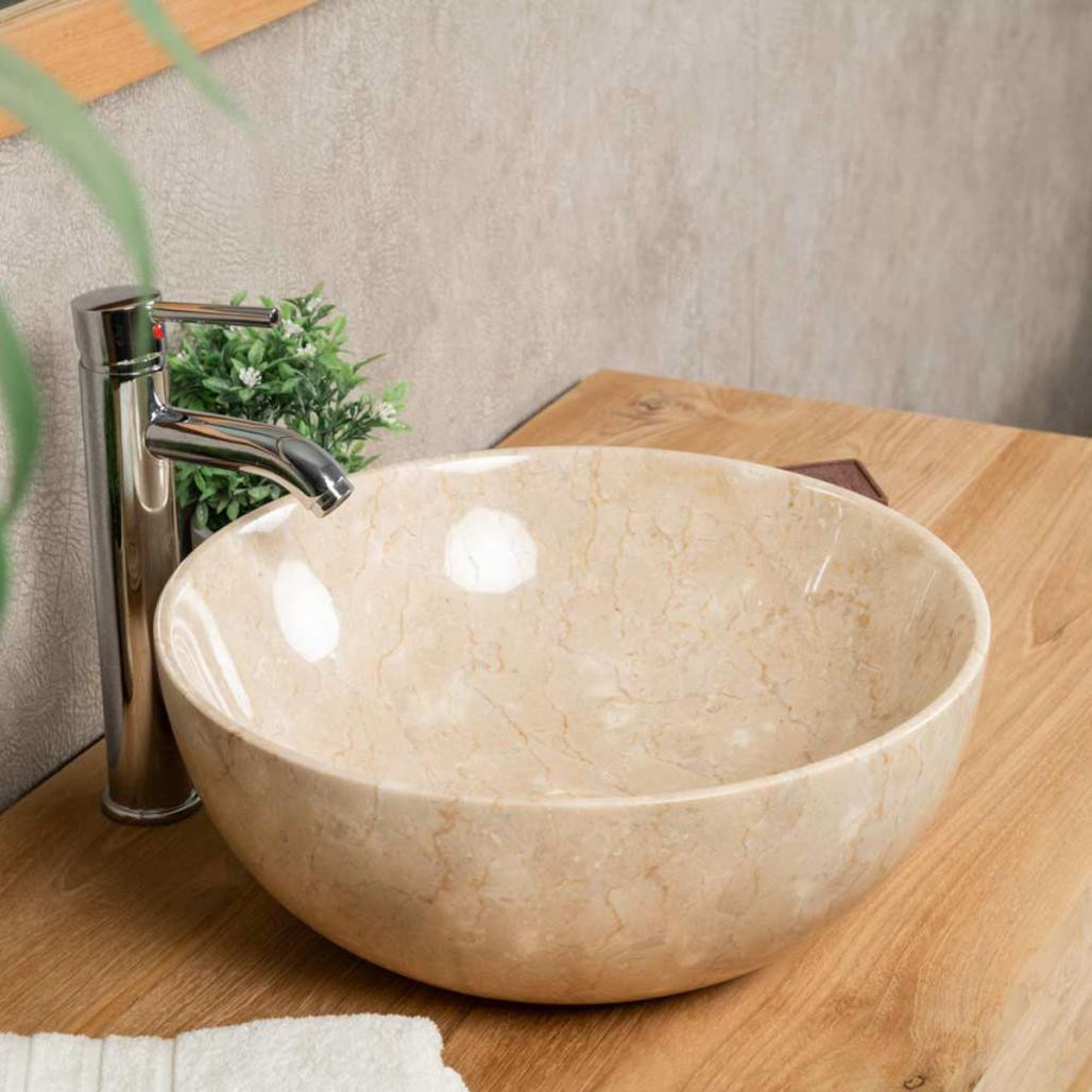 Lavabo encimera redondo cuarto de baño Léa 40 cm crema