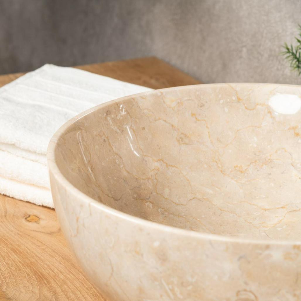 Lavabo encimera redondo cuarto de baño Léa 40 cm crema