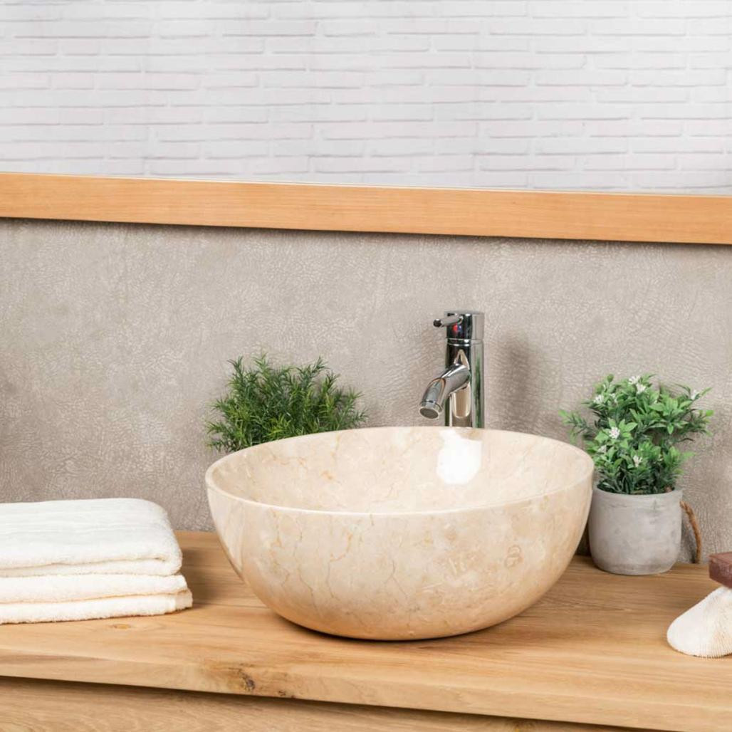 Lavabo encimera redondo cuarto de baño Léa 40 cm crema