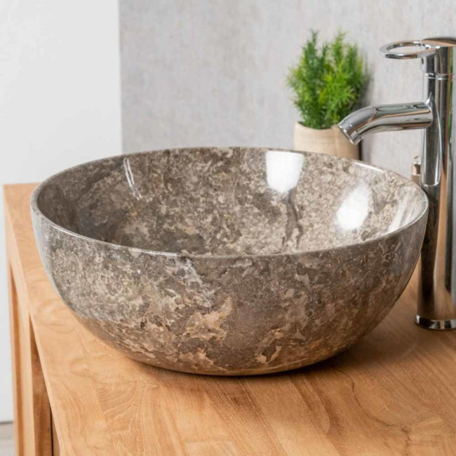 Lavabo encimera de mármol Léa gris 40 cm