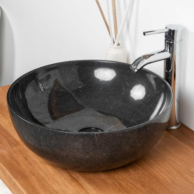 Lavabo encimera de mármol negro cuarto de baño Léa 40 cm