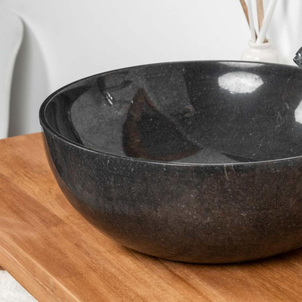 Lavabo encimera de mármol negro cuarto de baño Léa 40 cm Lavabo encimera de mármol negro cuarto de baño Léa 40 cm