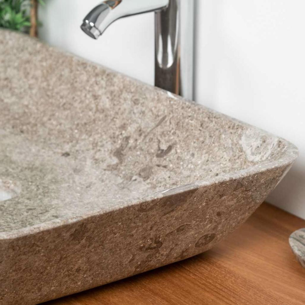 Lavabo encimera grande de mármol Carmen 60 cm gris