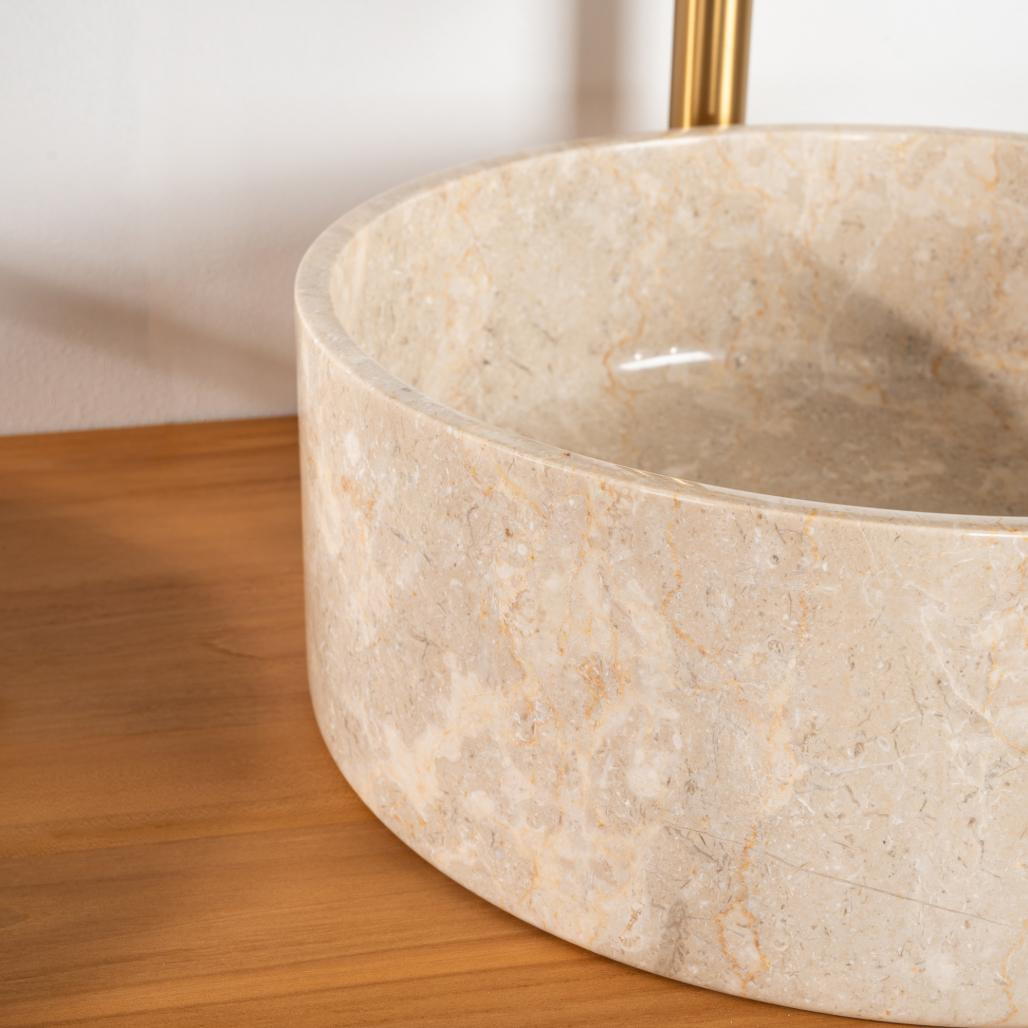 Lavabo de mármol cuarto de baño Ulysse 40 cm crema