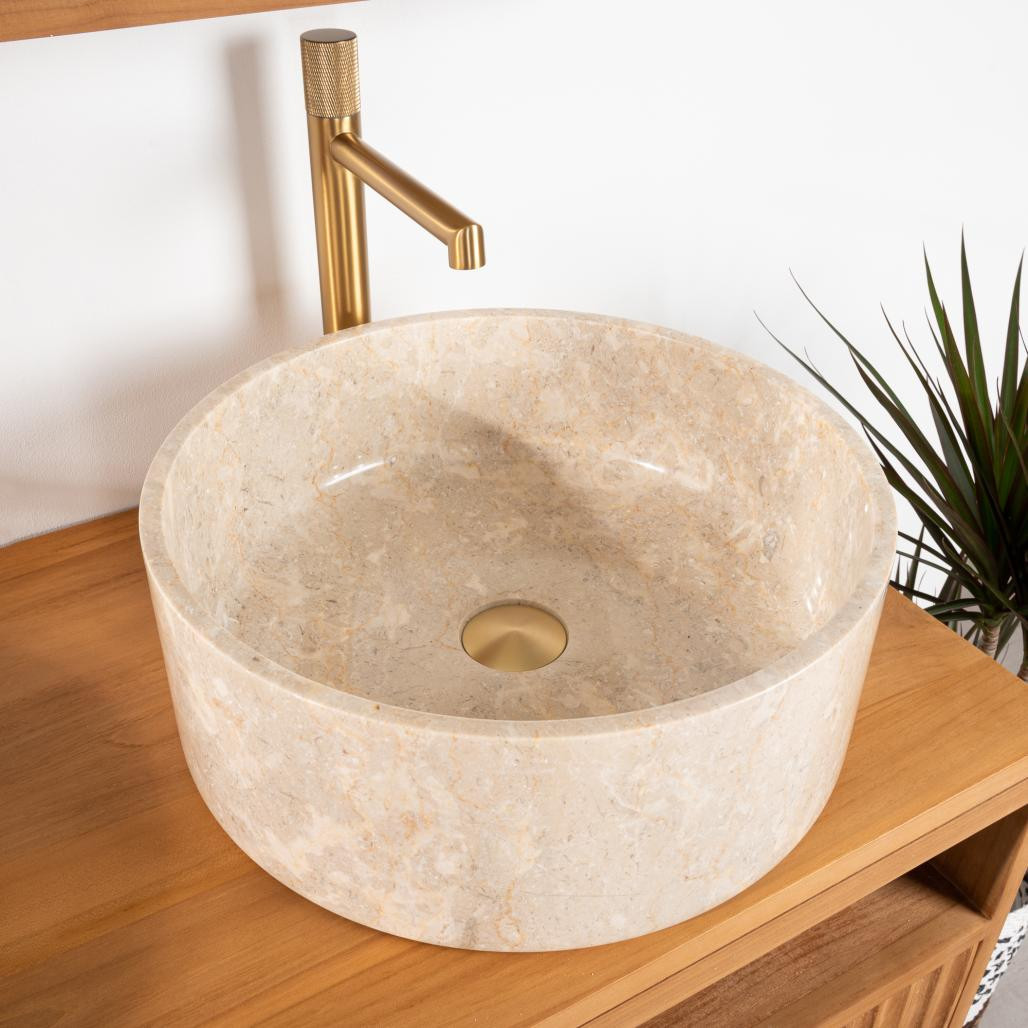 Lavabo de mármol cuarto de baño Ulysse 40 cm crema