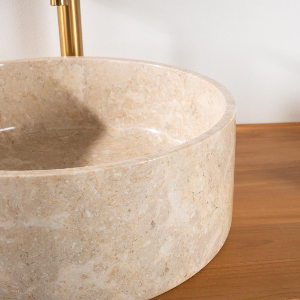 Lavabo de mármol cuarto de baño Ulysse 40 cm crema
