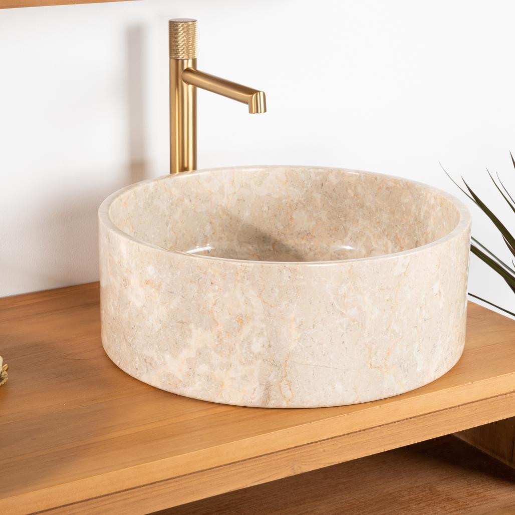 Lavabo de mármol cuarto de baño Ulysse 40 cm crema