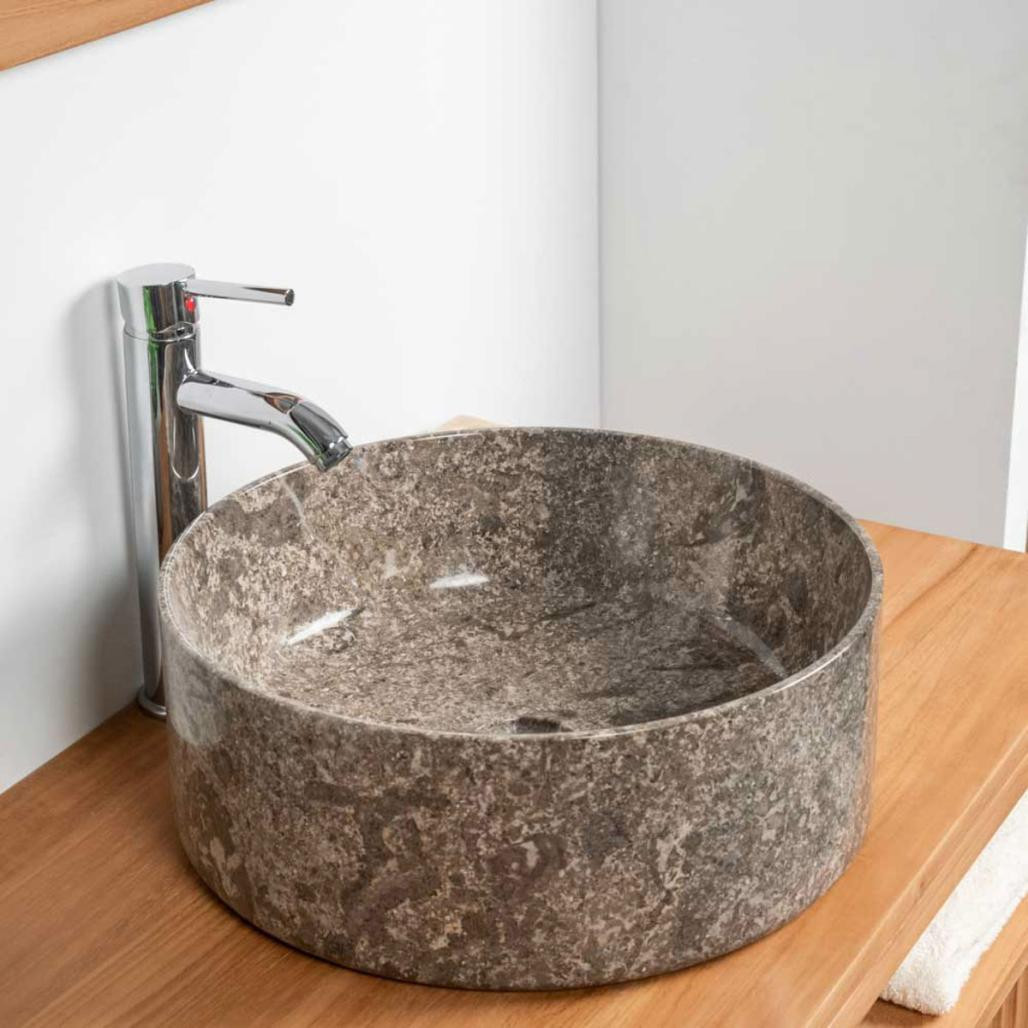 Lavabo encimera de mármol para cuarto de baño Ulysse 40 gris Lavabo encimera de mármol para cuarto de baño Ulysse 40 gris