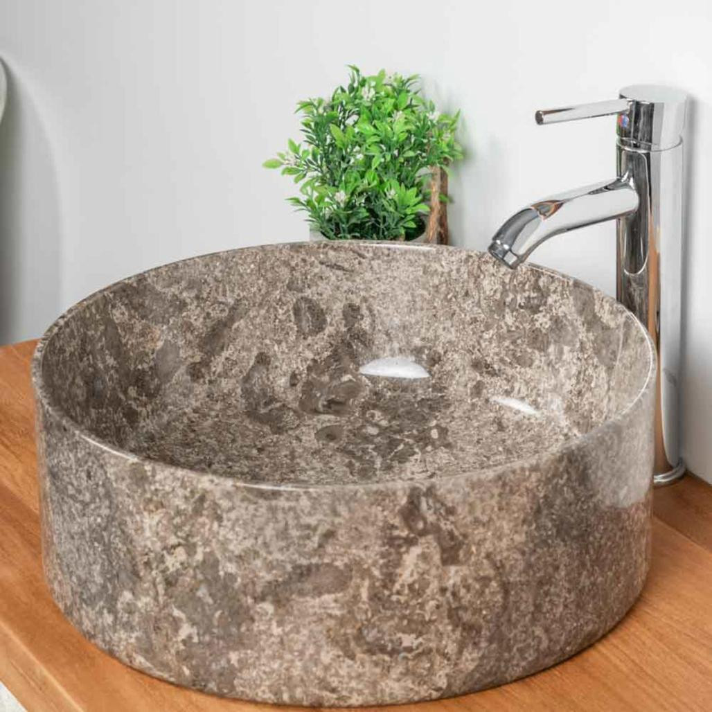 Lavabo encimera de mármol para cuarto de baño Ulysse 40 gris Lavabo encimera de mármol para cuarto de baño Ulysse 40 gris