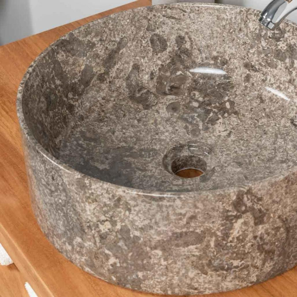 Lavabo encimera de mármol para cuarto de baño Ulysse 40 gris Lavabo encimera de mármol para cuarto de baño Ulysse 40 gris