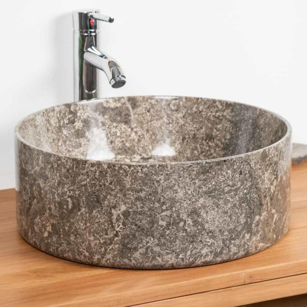 Lavabo encimera de mármol para cuarto de baño Ulysse 40 gris Lavabo encimera de mármol para cuarto de baño Ulysse 40 gris