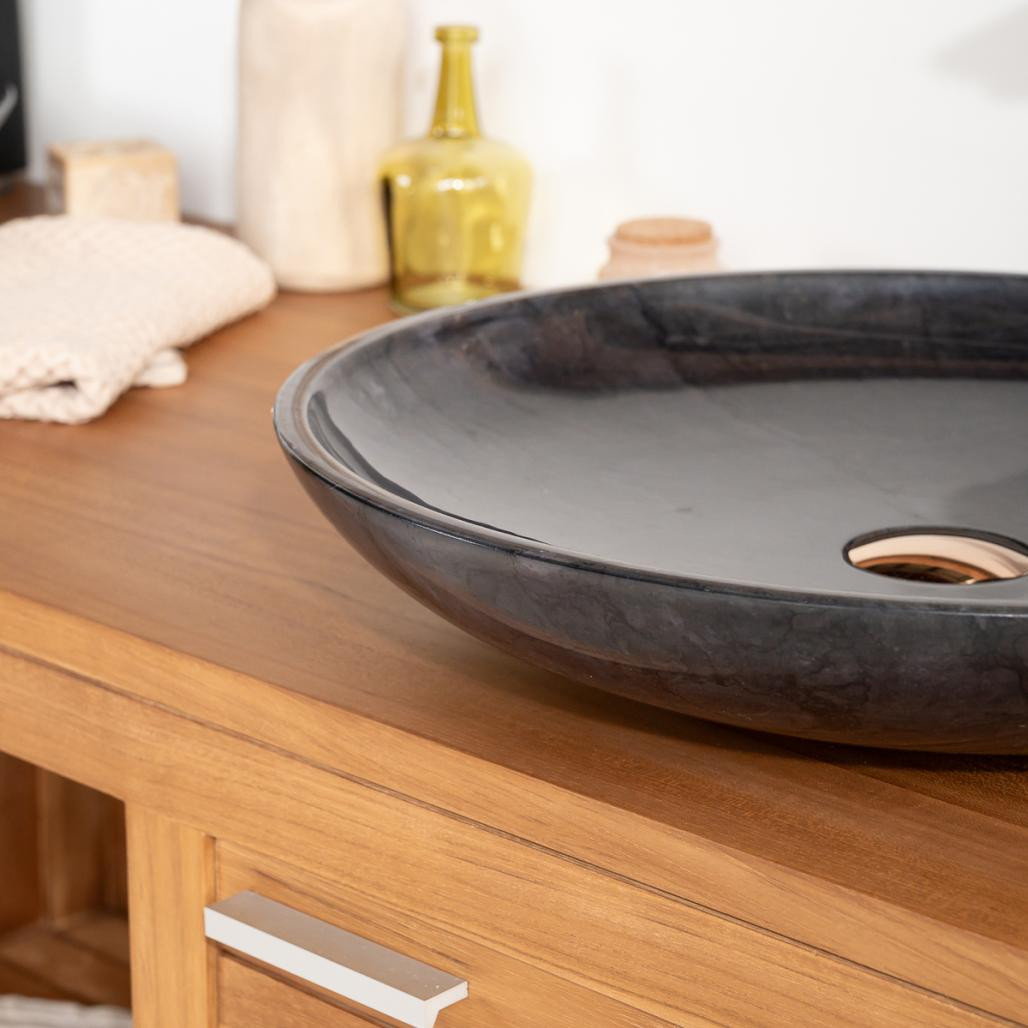 Lavabo encimera redondo cuarto de baño Lysom 45 cm negro