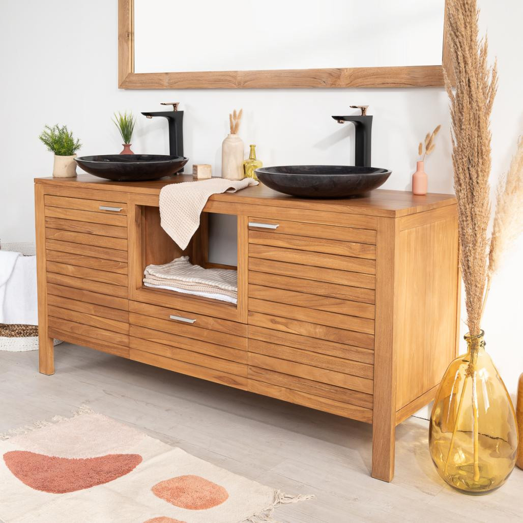 Lavabo encimera redondo cuarto de baño Lysom 45 cm negro